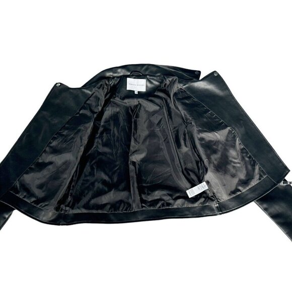 Rebecca Minkoff Woman's Sz L Black Faux Leather Moto Asymmetrical Zip Jacket - Picture 11 of 12